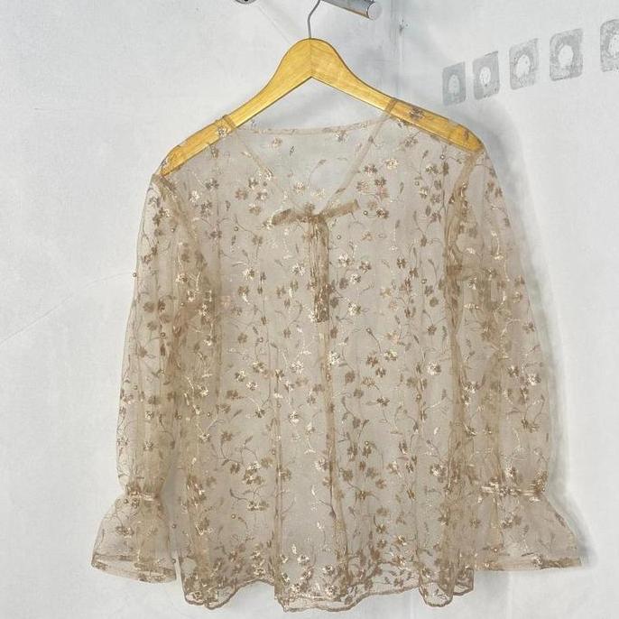 outer vest long, vest brukat panjang, tunik brukat, kebaya brukat