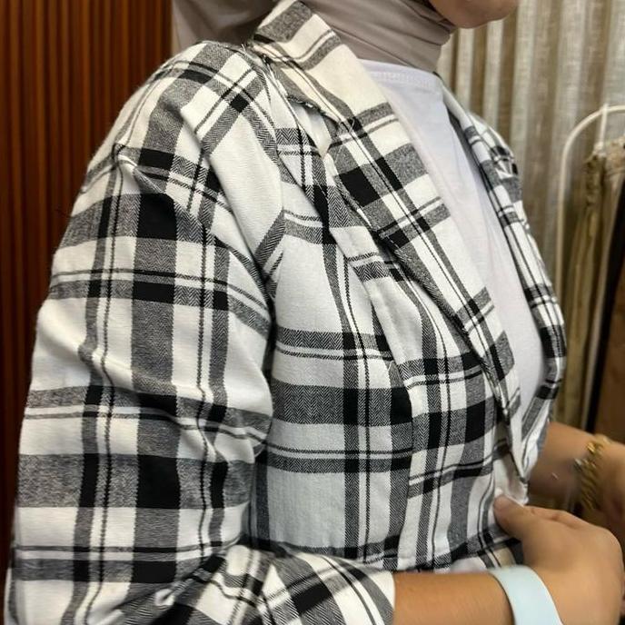 Gita Blazer Wanita by Astan Blajer Flanel Motif Kotak Outer