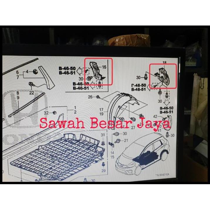 TERMURAH INNER LINER FENDER - COVER PLASTIK SPAKBOR BUMPER BEMPER BELAKANG HONDA JAZZ RS GK5 2014 20