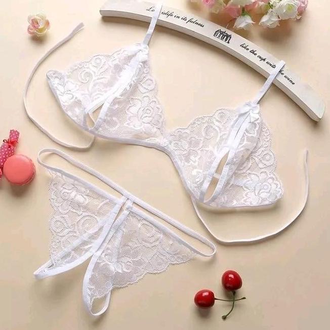 SUPER DEAL 1 SET BRA + CELANA DALAM LINGERIE TRANSPARAN WANITA BH