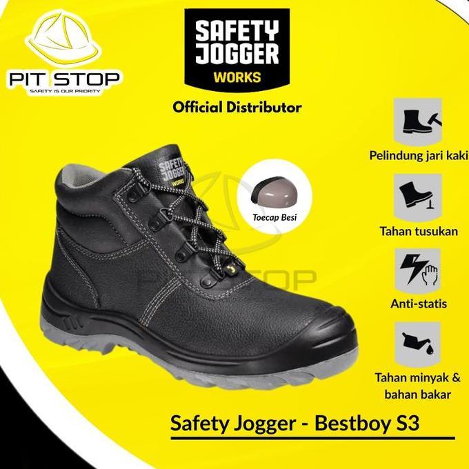 Sepatu Safety Jogger Bestboy S3 Boots Shoes Kerja Proyek Konstruksi Lapangan Kulit Ujung Besi terlar