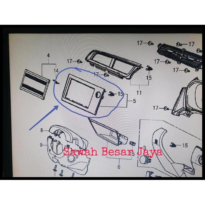 BEST DEAL PANEL ASSY HEAD UNIT - COVER PLASTIK HITAM LAYAR TENGAH HONDA BRIO SATYA RS . MOBILIO E RS