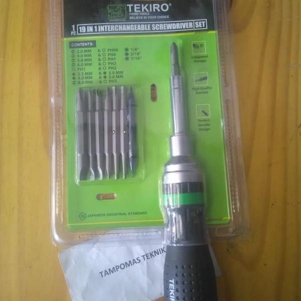 Obeng Rachet Tekiro Set 19In1 Obeng Bolak Balik Tekiro 19 In 1