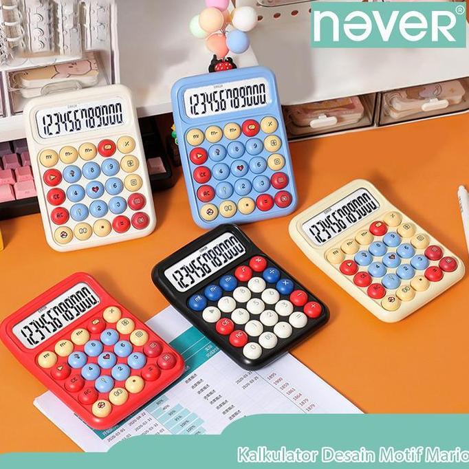 Calculator 12 Digit Tombol Bulat Warna-Warni Lucu /  Calculator Unik Aesthetic Untuk Belajar & Beker