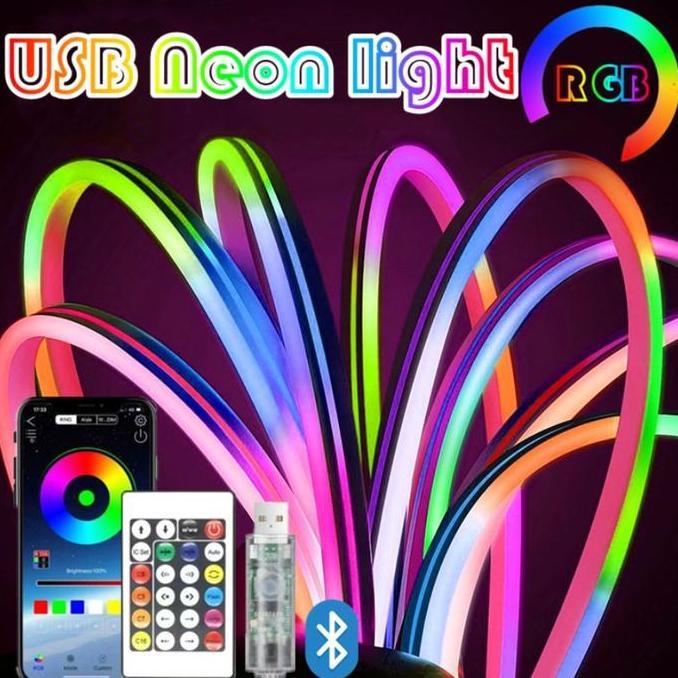 Lampu Neon Flex Running LED Remote 5m Lampu warna warni LED Running RGB App Control Sensor Tahan Air
