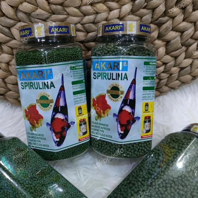 Akari Spirulina 300gram Pelet Pakan Ikan Koi, Ikan Koki