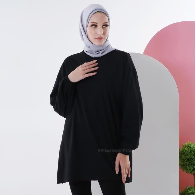 Elsleeve Kaos Oversize LD 130cm Blouse JUMBO Lengan Panjang Hijab Friendly Polos BIG SIZE Baju  Atas