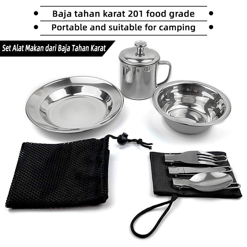 [WOW] Set Alat Makan Camping / Outdoor Aluminium Lengkap - Tableware Camping