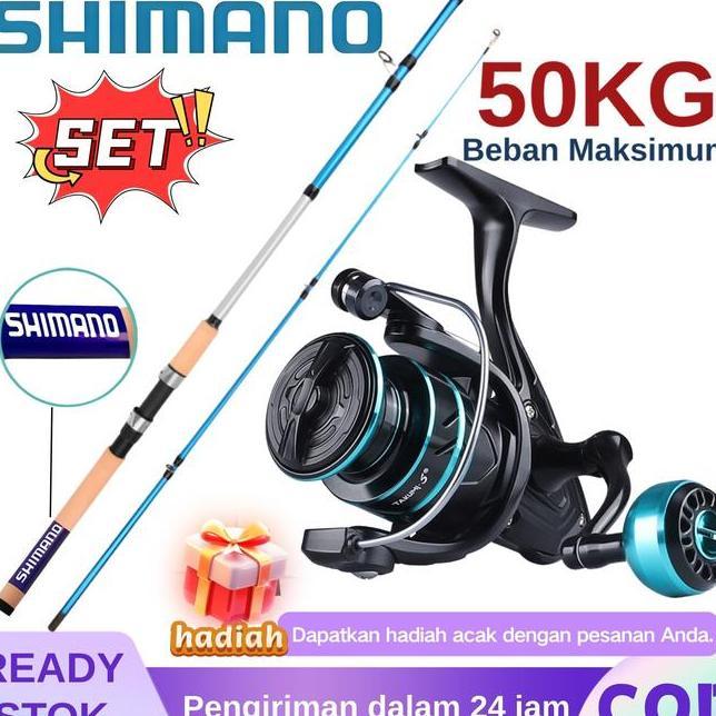 Shimano Pancingan Set Lengkap 17 Reel Spinning Power Handle Fishing Bc Metal Ratio 5.21 Hh Speed Com