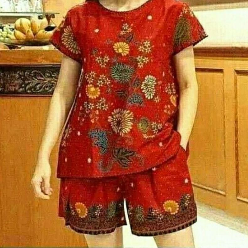 garansi unggul batik setelan celana pendek atasan wanita original ld 100 -120