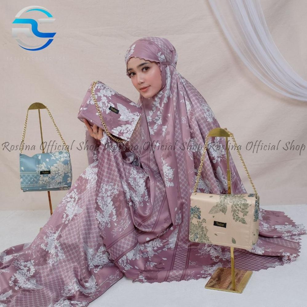 Roslina Mukena Maxmara Luxury Jumbo Printing Laser cut Silk Motif Premium