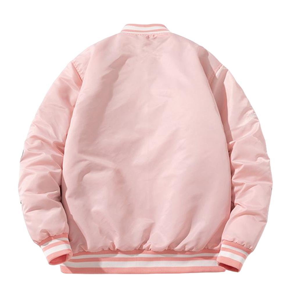 DISKON JUMPSHOT JAKET BASEBALL VARSITY PRIA WANITA WARNA PINK PREMIUM ORIGINAL FULL BORDIR KEREN