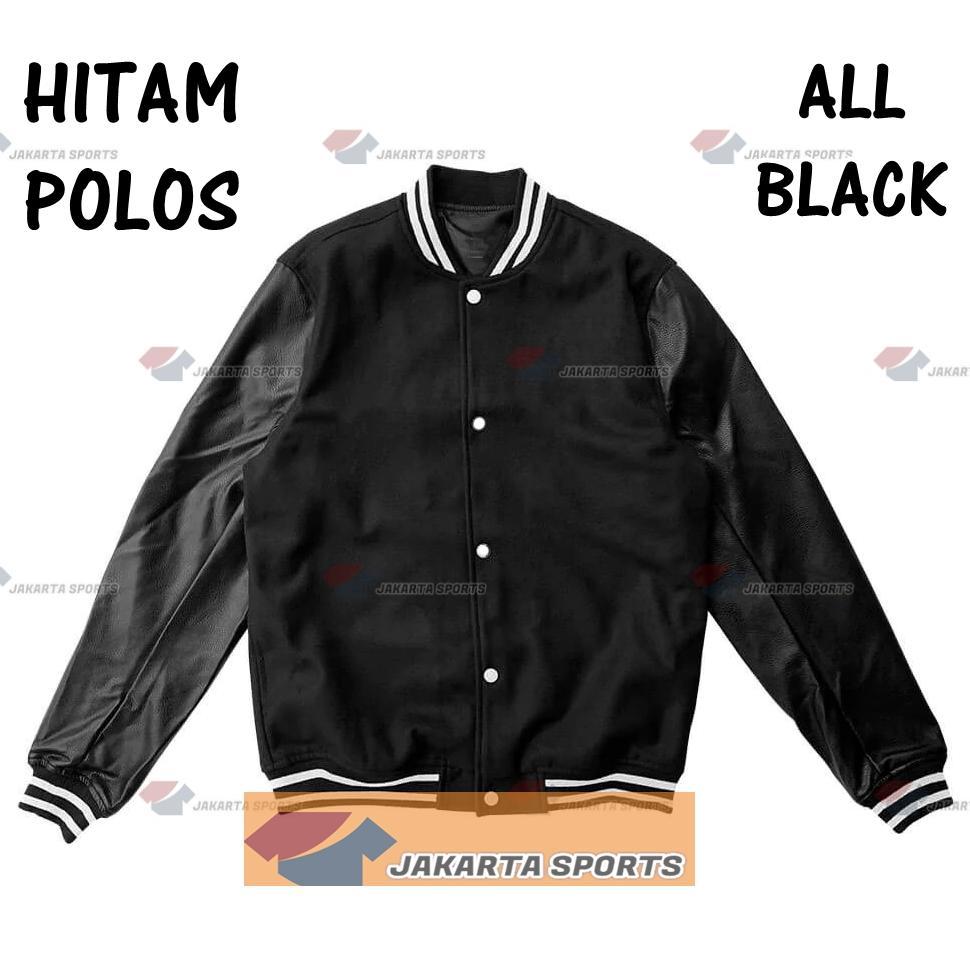 BEST SELLER JAKET VARSITY HITAM POLOS BASEBALL PRIA WANITA MURAH JACKET