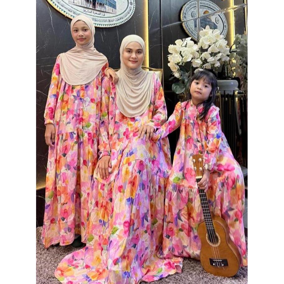 Gamis ELIS ALL SIZE Couple Mom And Kids Baju Kembar Bunda Dan Anak Perempuan GEGE COUPLE  CLOTHING