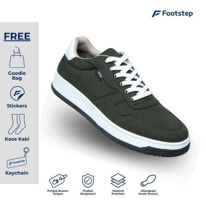 Termurah / Hot Sale Footstep Footwear Sepatu Pria Sneakers Apollo Army Original Shoes Canvas Casual 