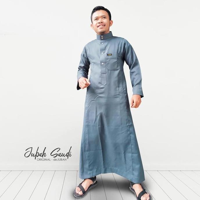 Baju jubah Gamis Pria Slim Fit Kancing Model Jubah Saudi