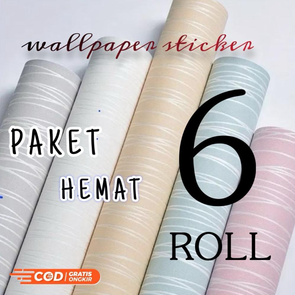 Paket 6 Roll Wallpaper Sticker Dinding-Wallpaper Kamar Tidur-Brand Sooku-Brand Orange-Brand Grade A-