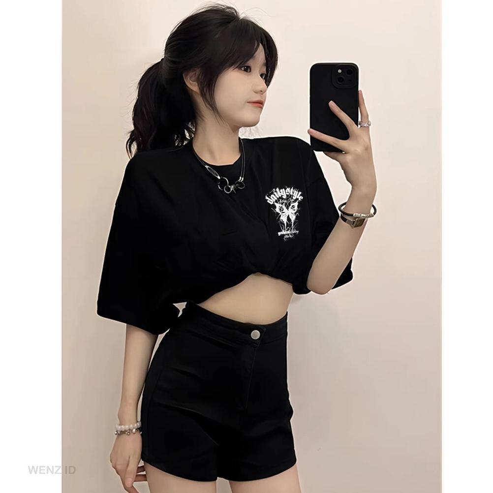 DISKON T SHIRT BUTTERFLY DAILY STYLE METAL KOREAN ATASAN WANITA LENGAN PENDEK BAJU KAOS KUPU KUPU KE
