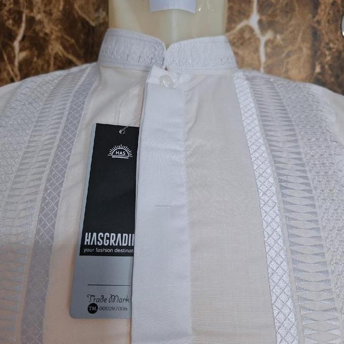 baju koko dewasa katun india bordir timbul HASGRADINI Panjang Pria dewasa Muslim