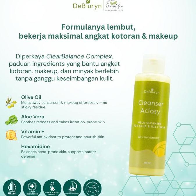 DeBiuryn Acne Milk Cleanser Aclosy 150ml - Susu Pembersih Wajah Kulit Jerawat - Berminyak Best Quali