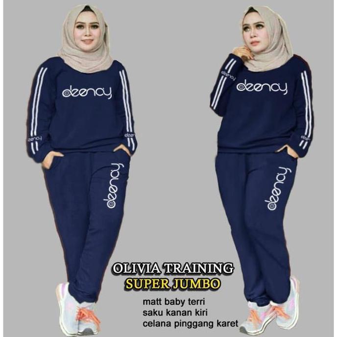 PIK - Setelan Olahraga Wanita Hijab Marimar Olivia M L XL  XXL 3XL Training Baju Celana Kaos Muslim 