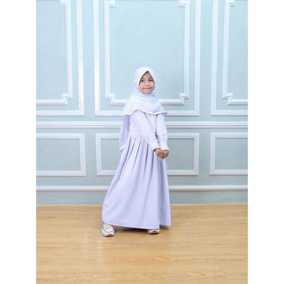 Seragam SD MI gamis putih-putih set hijab bahan twist Baju Muslim sekolah Anak