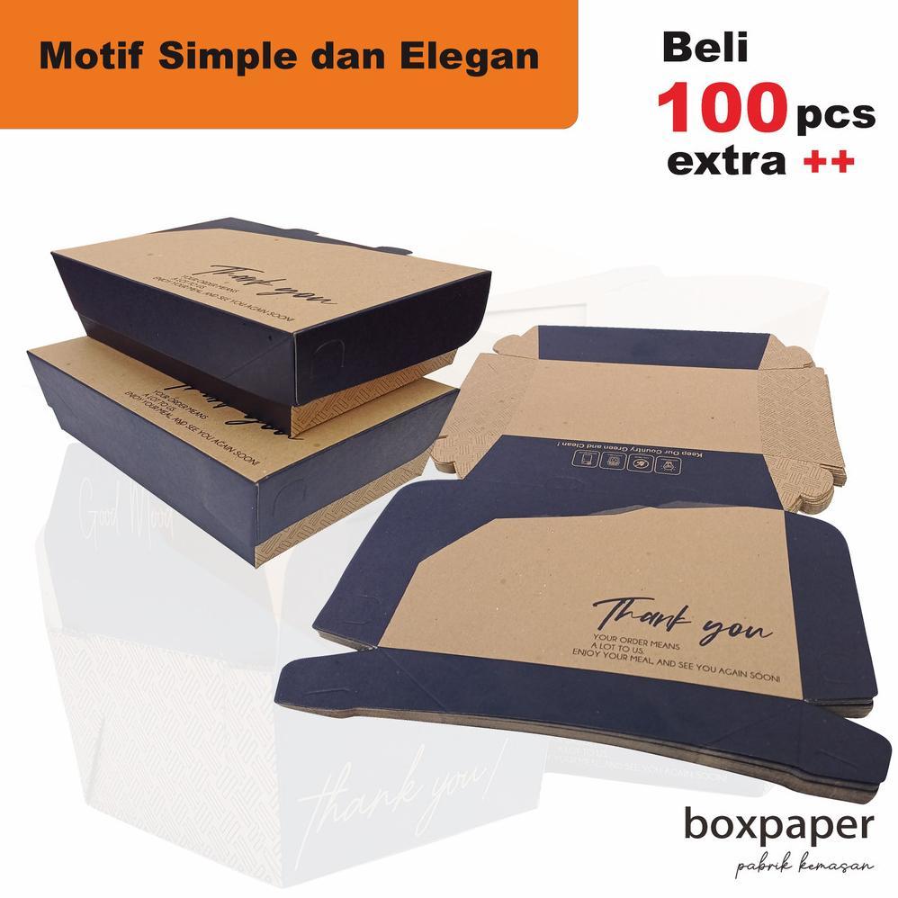 NEW PAPER LUNCH BOX SIZE ( L )  KRAFT LAMINASI  KOTAK DUS MAKAN AYAM NASI GORENG BAKAR GEPREK PENYET