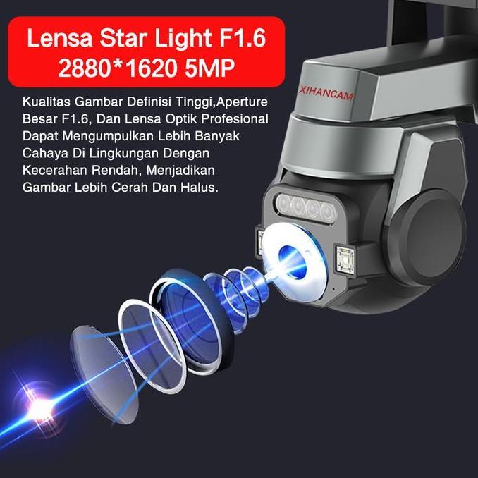 Promo Xihancam 5Mp Cctv Wifi Outdoor Waterproof Ip Kamera Cctv 360 Ptz Zoom Cctv Wifi Jarak Jauh Lew