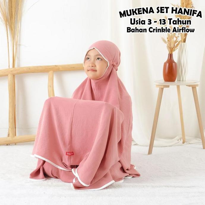 ManJadda - Mukena Anak 2-15 Tahun Polos Crinkle Airflow Mukenah Travel Anak dan Usia Tanggung Premiu