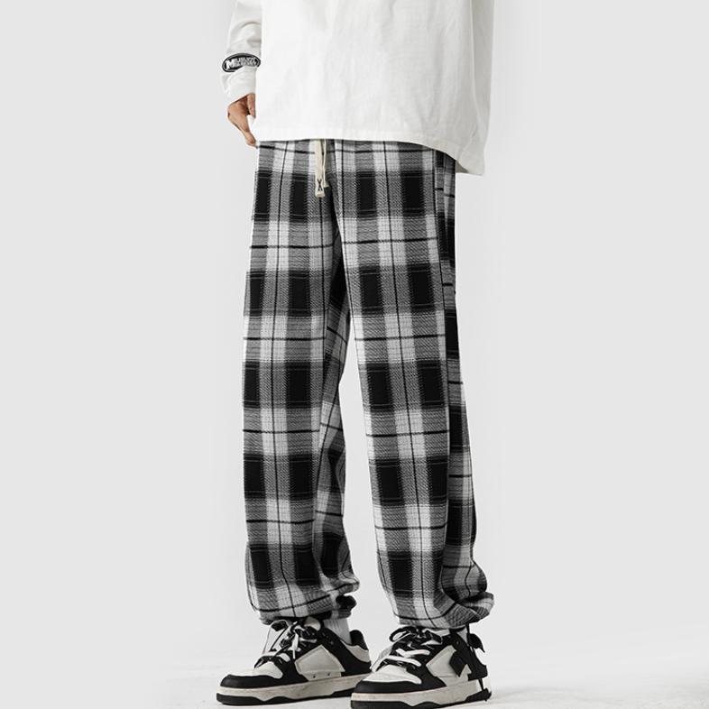 Promo Tamp-X Oversize Jumbo Celana Panjang Pria Joger Baggy Pants Santai Kotak Kotak Korean Style