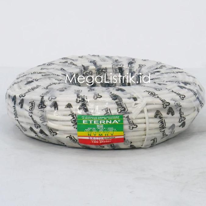 Promo Eterna NYMHY 3 x 0.75 MM ( 100 Meter ) / Kabel Listrik Putih Serabut Tembaga NYM HY 3x0.75 MM 