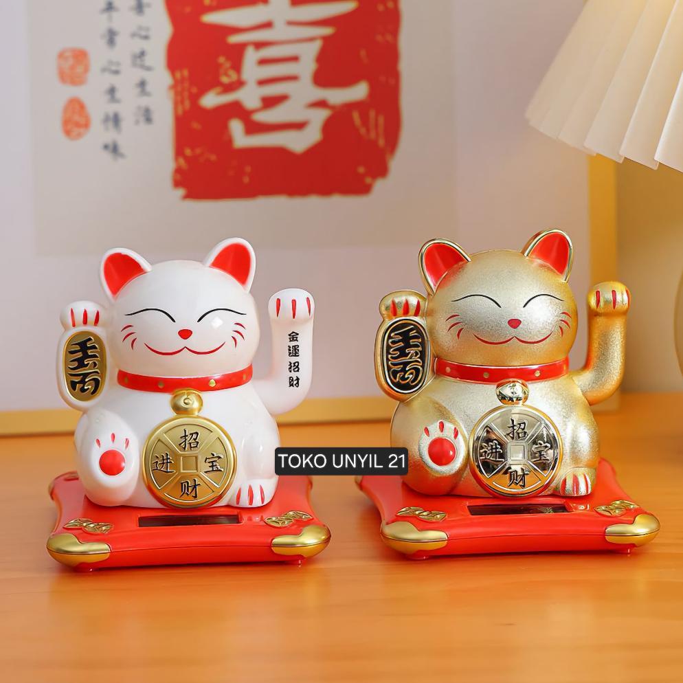 (Free Baterai) Luckycat Lucky Cat 10cm Cahaya Baterai Kucing Hoki Keberuntungan