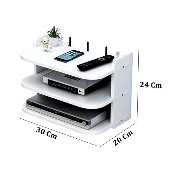 Rak Dinding Gantung Set Top Box TV Router Wifi dan DVD player 3 Susun