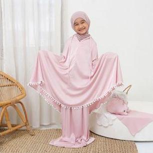 Premium Kids Prayer Set 2 in 1 Travel / Mukena Armani Silk Anak Travel 2 in 1