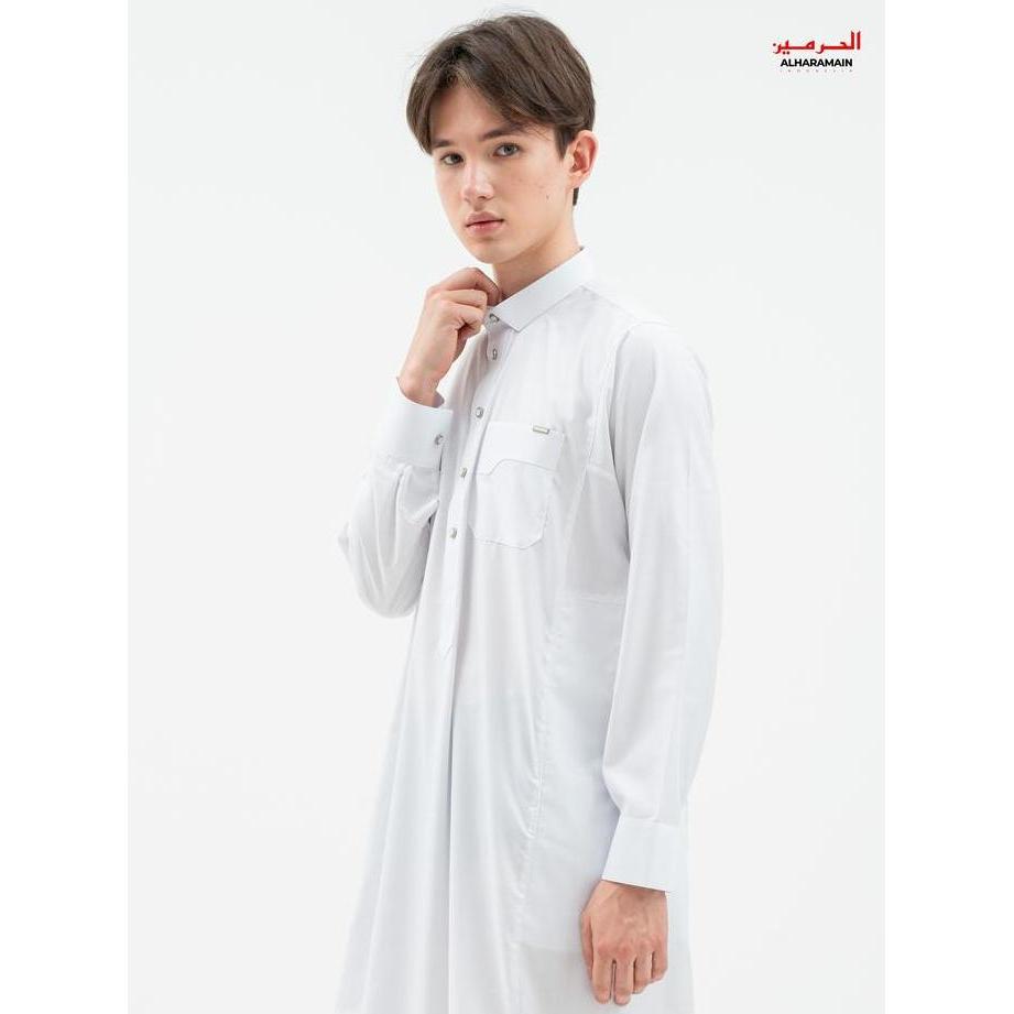 ALRAWDA by Alharamain Jubah / Gamis Pria Dewasa Slimfit Premium Series (1) | Putih | Putih Tulang