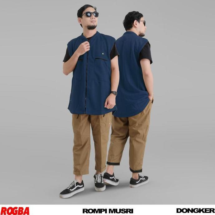 ROGBA Rompi Musri ROGBA Biru Dongker Vest Motor Pria Muslim Tebal Hangat Panjang untuk Rompi Sholat 