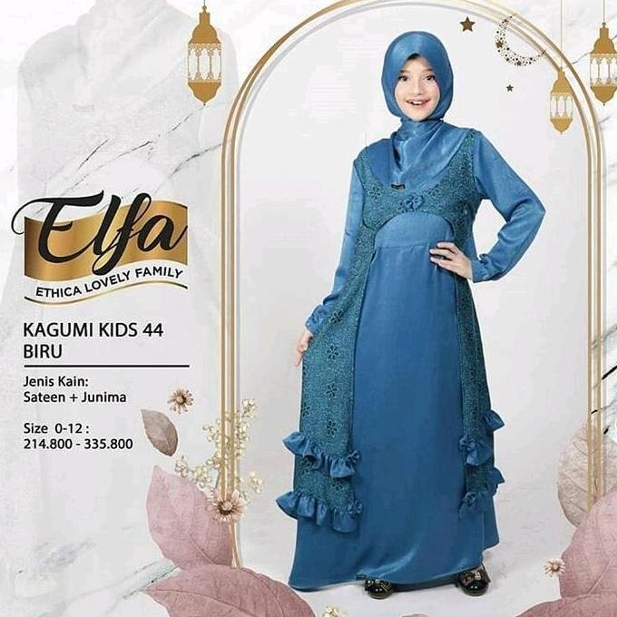 Kagumi Kids 44 Biru, set kerudung anak
