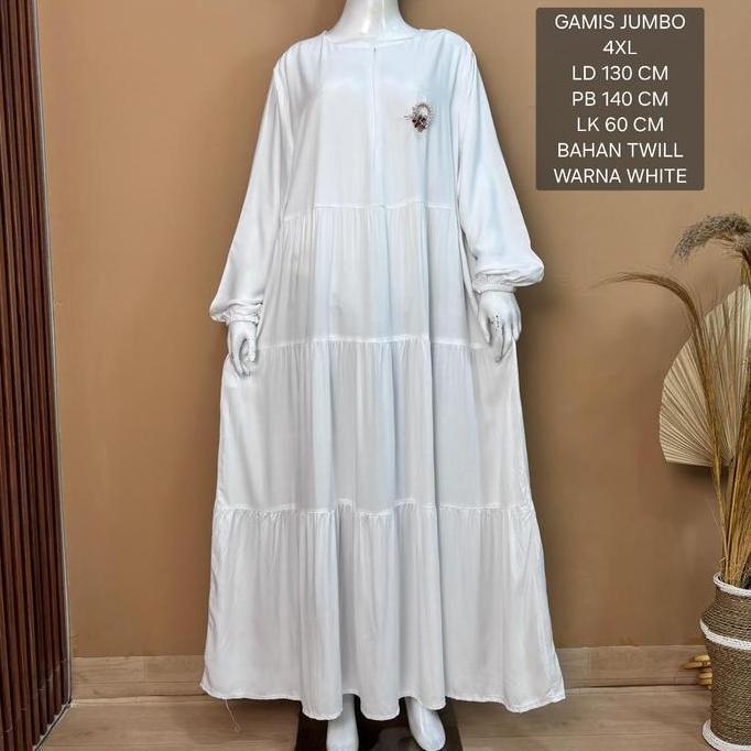 Gamis Hitam Putih Jumbo Ld 130 Cm Model Polos Kekinian - Nafisah Dress
