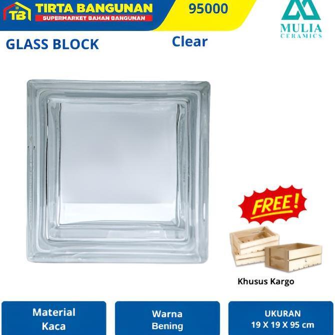 Orgnzr- Mulia 95000 19 X 19 X 9,5 Cm Clear Glass Block Balok Kaca Glass Box Kayu Pintu