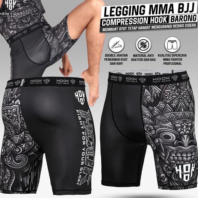 Legging MMA BJJ Compression Pants Fight Spats Hook Rock
