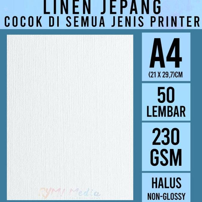 Lansungkirim- Linen Jepang 230 Gsm A4 Isi 50 Lbr / Kertas Hvs Linen Tebal 230 Gram