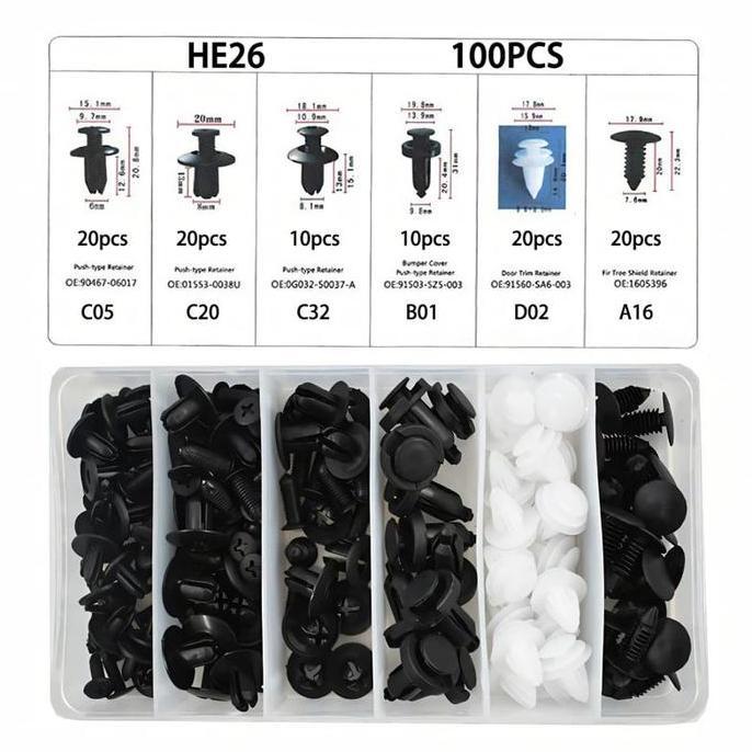 Yukbisa- [100Pcs] Klip Bumper Mobil Baut Rivet Mobil Baut Rivet Baut Rivet Mobil Rivet Car