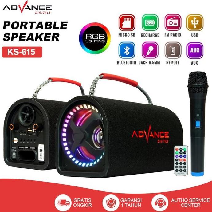 Advance Salon Aktif Bluetooth Full Bass KS-615 Speaker Bluetooth Portable Speaker Subwoofer Speaker 