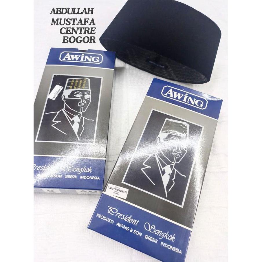 Peci Kopiah Songkok Awing AC Hitam Polos Peci Awing Original Asli Tanpa Kertas Peci Kopiah Hitam AWI