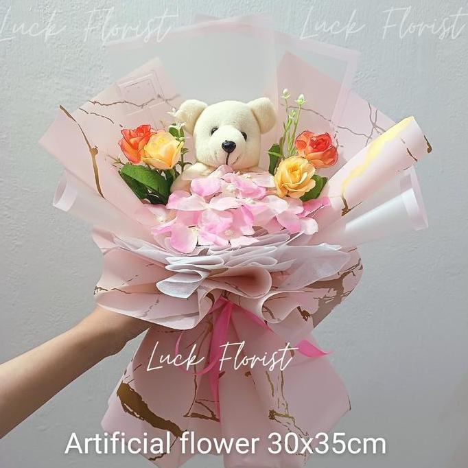 Buket Bunga Palsu - Buket Mini Bear - Buket Bunga Aniversary Wisuda