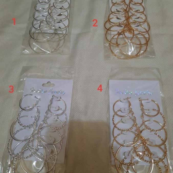 Gasajasii- Anting Bulat Bulet Hoop Hoops Korea 1 Set 6 Pasang