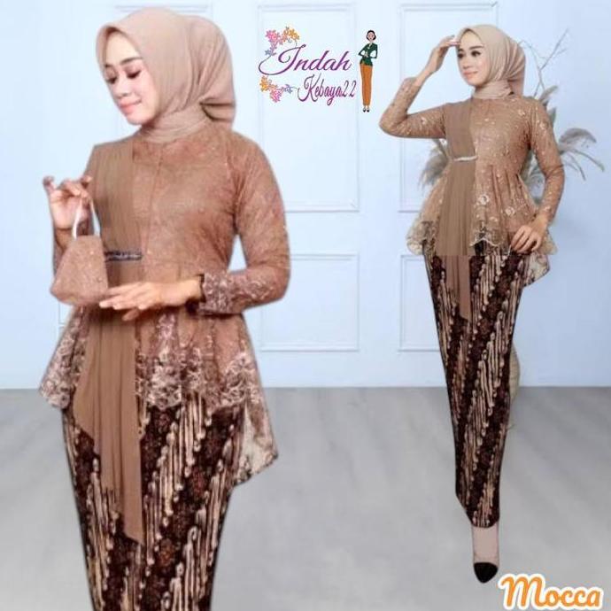 Setelan Kebaya Elegan Modern Aurora Selendang Atasan Baju Kebaya Wanita Remaja Brokat Tile Kebaya Wi