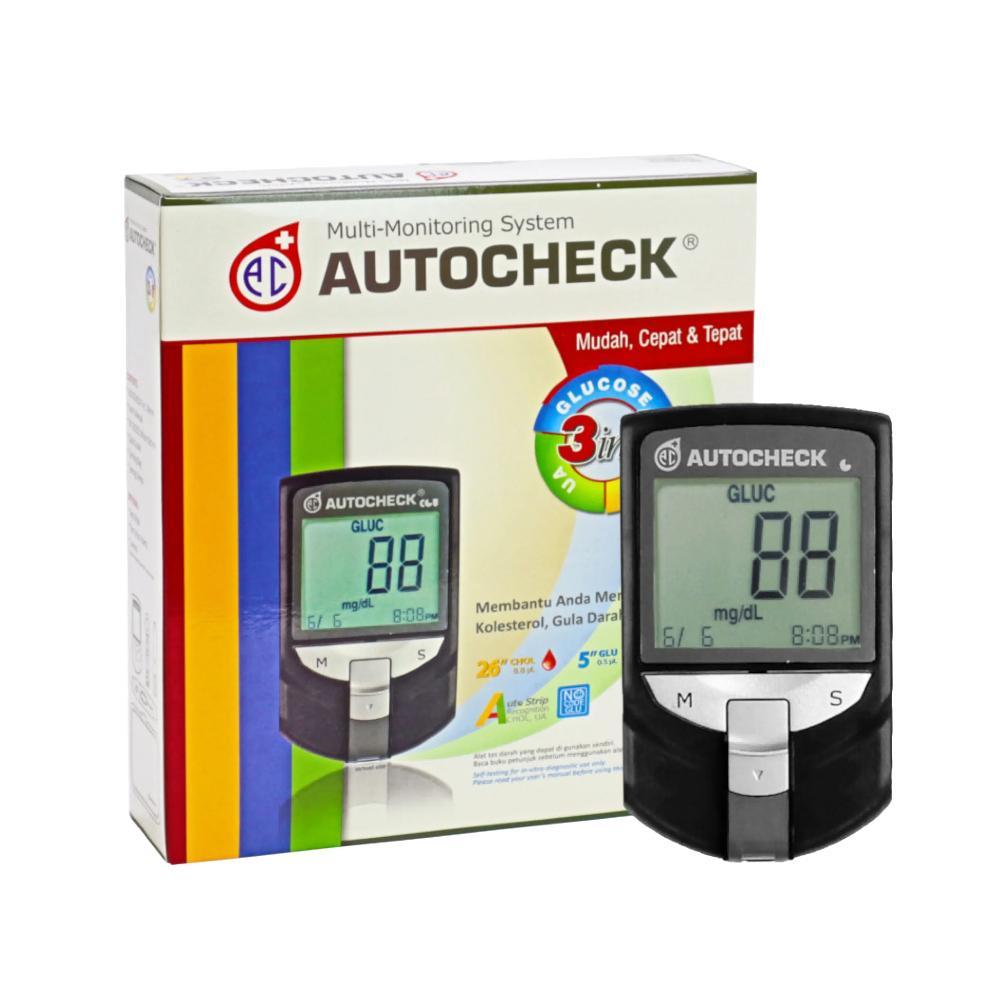 DISKON PAKET HEMAT 4 IN 1 AUTOCHECK 3 IN 1 MESIN ALAT CEK GULA  DARAH KOLESTEROL ASAM URAT / TENSIME
