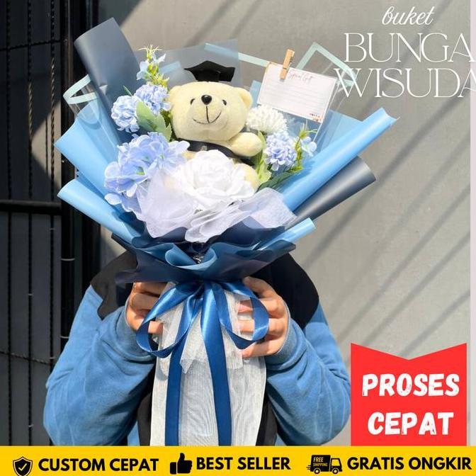 BUKET BONEKA WISUDA / BUCKET BUNGA ARTIFICIAL WISUDA COWOK CEWEK SKRIPSI SIDANG GRADUATION PREMIUM