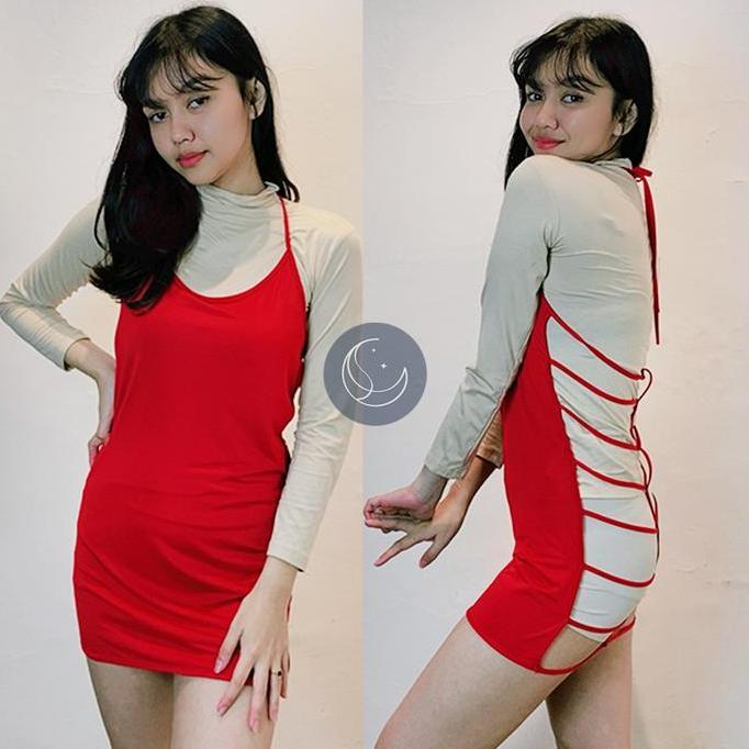 MoonAlice | Sophia S-3XL (LD70-130cm) y Lingerie Bretel Backless Strip Baju Dinas Seksi Wanita Big S